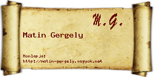 Matin Gergely névjegykártya